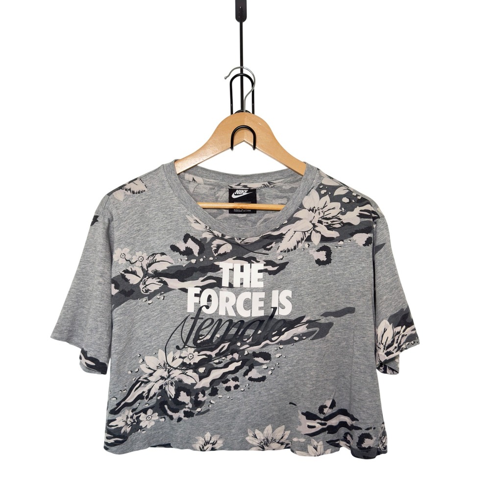 Nike The Force Is Female Small Gray Floral Camo Crop Top Gorpcore Streetwear